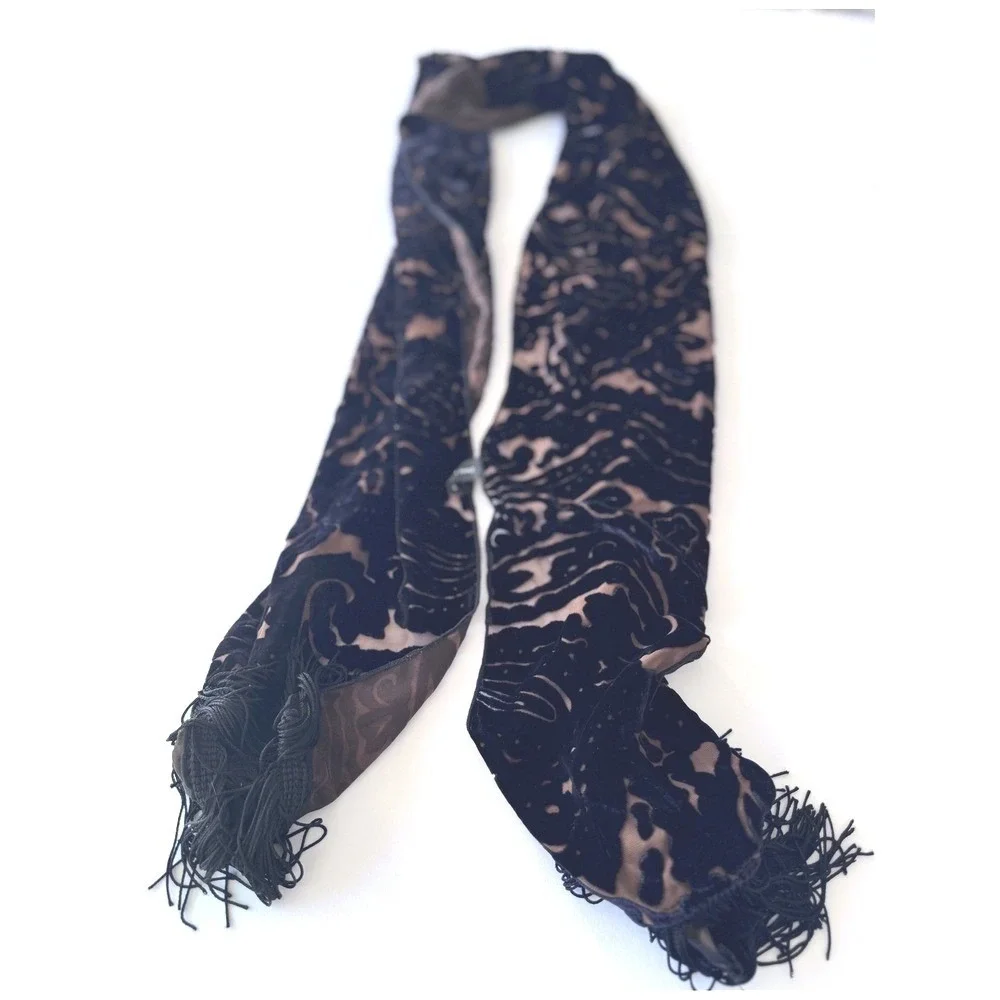 VTG Dana Herbert Burnout Velvet Fringe Baroque Devoré Evening Wrap 12